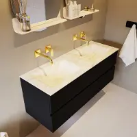 Mondiaz Vica DLux badmeubel 130cm urban 4 lades met wastafel ostra dubbel zonder kraangat