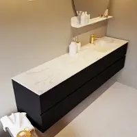 Mondiaz Vica DLux badmeubel 200cm urban 4 lades met wastafel ostra rechts 1 kraangat