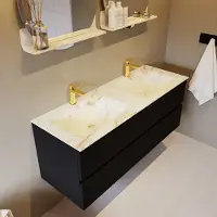 Mondiaz Vica DLux badmeubel 130cm urban 2 lades met wastafel frappe dubbel 2 kraangaten