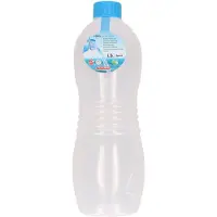 Forte Plastics Plasticforte Drinkfles/waterfles/bidon - 1500 ml - transparant/blauw - kunststof - Drinkflessen