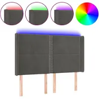 vidaXL Hoofdbord LED 147x16x118/128 cm fluweel donkergrijs