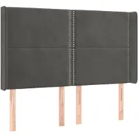 vidaXL Hoofdbord met randen 147x16x118/128 cm fluweel donkergrijs