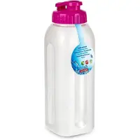 Forte Plastics Plasticforte Drinkfles/waterfles/bidon - 1000 ml - transparant/roze - kunststof - Drinkflessen