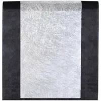 SANTEX Feest tafelkleed met metallic loper op rol - zwart/zilver - 10 meter - Feesttafelkleden
