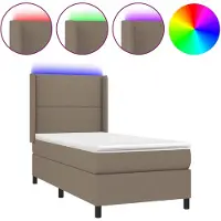vidaXL Boxspring met matras en LED stof taupe 100x200 cm