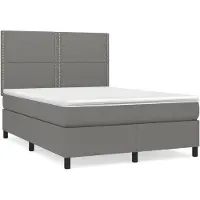 vidaXL Boxspring met matras stof donkergrijs 140x200 cm