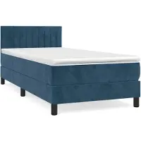 vidaXL Boxspring met matras fluweel donkerblauw 90x200 cm