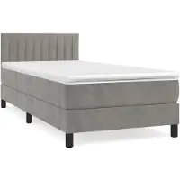 vidaXL Boxspring met matras fluweel lichtgrijs 90x200 cm