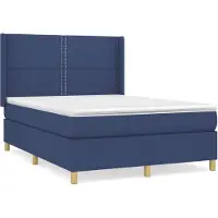 vidaXL Boxspring met matras stof blauw 140x190 cm