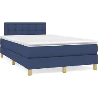 vidaXL Boxspring met matras stof blauw 120x200 cm