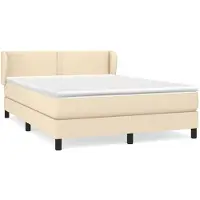 vidaXL Boxspring met matras stof crèmekleurig 140x190 cm