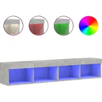 vidaXL Tv-meubels met LED-verlichting 2 st 80x30x30 cm betongrijs