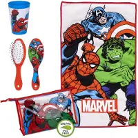 Marvel Avengers Gevulde Toilettas voor op Reis - Tas + Beker + Borstel + Tandenborstelhouder + Klein Handdoekje - Camping - Logeren - Vakantie - Badkame