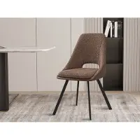 Interiax Eetkamerstoel Ada Bouclé Zand Rug PU Bruin