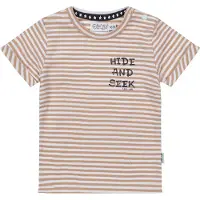 Dirkje gestreept T-shirt T-shirt ss bruin/wit Jongens Katoen Ronde hals - 80