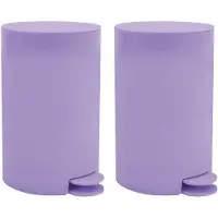 Spirella MSV kleine pedaalemmer - 2x - kunststof - lila paars - 3L - 15 x 27 cm - Badkamer/toilet - Pedaalemmers
