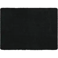 MSV Badkamerkleedje/badmat tapijt - voor de vloer - zwart - 50 x 70 cm - langharig - Badmatjes