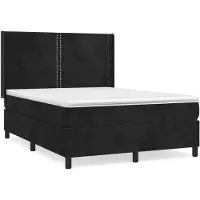 vidaXL Boxspring met matras fluweel zwart 140x200 cm