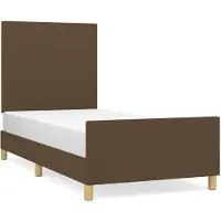 vidaXL Bedframe zonder matras 90x200 cm stof donkerbruin