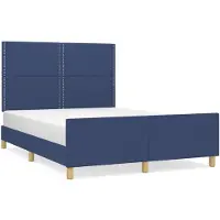 vidaXL Bedframe zonder matras stof blauw 140x200 cm