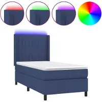 vidaXL Boxspringbed met matras en blauwe LED-verlichting, 80x200 cm, gestoffeerd