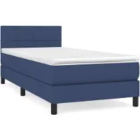 vidaXL Boxspring met matras stof blauw 80x200 cm