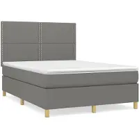 vidaXL Boxspring met matras stof donkergrijs 140x200 cm