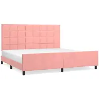 vidaXL Bedframe met hoofdeinde fluweel roze 200x200 cm