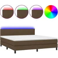 vidaXL Boxspring met matras en LED stof donkerbruin 160x200 cm