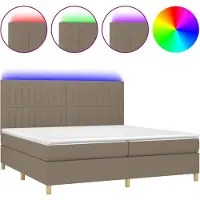 vidaXL Boxspring met matras en LED stof taupe 200x200 cm