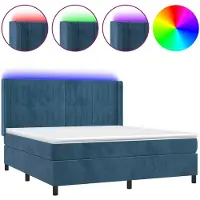 vidaXL Boxspring met matras en LED fluweel donkerblauw 160x200 cm
