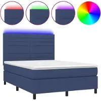 vidaXL Boxspring met matras en LED stof blauw 140x190 cm