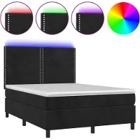 vidaXL Boxspring met matras en LED fluweel zwart 140x200 cm