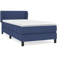 vidaXL Boxspring met matras stof blauw 100x200 cm