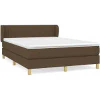 vidaXL Boxspring met matras stof donkerbruin 140x190 cm