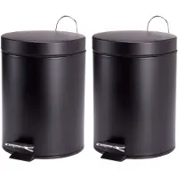 Spirella MSV Prullenbak/pedaalemmer - 2x - metaal - zwart - 3 liter - 17 x 25 cm - Badkamer/toilet - Pedaalemmers