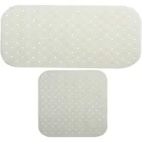 MSV Douche/bad anti-slip matten set badkamer - rubber - 2x stuks - wit - 2 formaten - Badmatjes