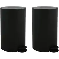 MSV Prullenbak/pedaalemmer - 2x - kunststof - zwart - 3L - klein model - 15 x 27 cm - Badkamer/toilet