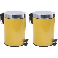 Spirella MSV Prullenbak/pedaalemmer - 2x - metaal - saffraan geel - 3 liter - 17 x 25 cm - Badkamer/toilet - Pedaalemmers
