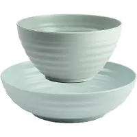 Forte Plastics Kommetjes/schaaltjes - 12x stuks - Dessert/ontbijt - Kunststof - Mintgroen - Kommetjes