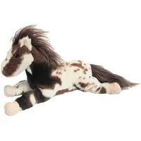 Imware Inware pluche paard knuffeldier - bruin/wit - liggend - 40 cm - Knuffel boederijdieren