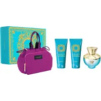 Versace Dylan Turquoise pour Femme Giftset - 100 ml eau de toilette spray + showergel 100 ml + bodygel 100 ml + toilettas - cadeauset voor heren