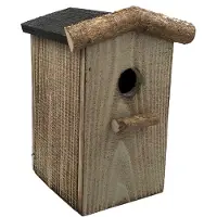 Garden Spirit Vogelhuisje Gevlamd Zwart Dak & Berk- Nestkastje - - Grijs - 22054