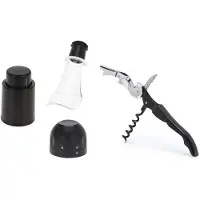 Excellent houseware Wijnset - Wijnschenker - Champagne/Wijnstopper - Kurkentrekker - Zwart - kunststof - Kurkentrekkers