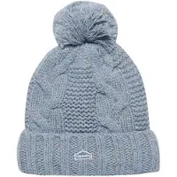 Superdry Kabelgebreide Beanie met Pompon Blauw Grootte: 1SIZE