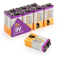 GP 9v(mn1604 / 6lr61) Pp3 / 6lr61 / Mn1604 Alkaline Battery 8 Units Transparant