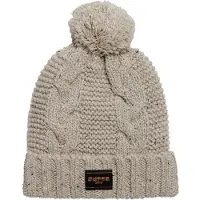 Superdry Kabelgebreide Beanie Beige Grootte: 1SIZE