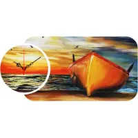 Opviq , YMS-HMA5179, Bunt, Wandklok, 68 x 32 cm, 100% MDF (dikte: 3 mm)