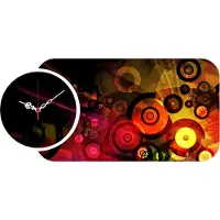 Opviq , YMS-HMA5156, Bunt, Wandklok, 68 x 32 cm, 100% MDF (dikte: 3 mm)