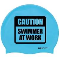 Buddyswim Caution Swimmer At Work Silicone Zwembadmuts